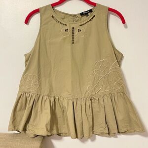 Madewell Embroidered Peplum Tank Top Size Small